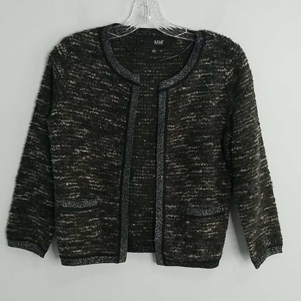 ANA Crop wool black space dye Cardigan Sweater